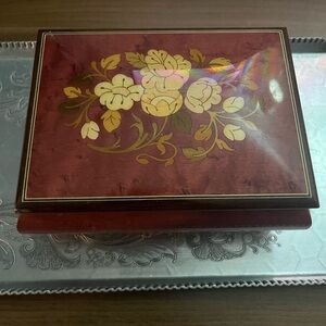 Vintage Floral Inlay Wooden Box made in Italy